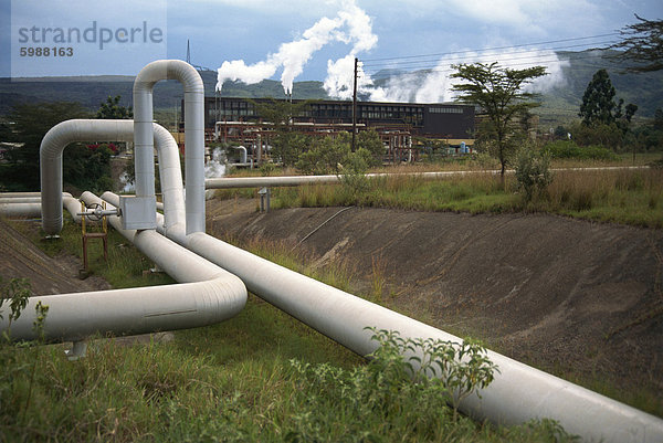 Olkaria Geothermie Pflanze  Hells Gate-Nationalpark  Kenia  Ostafrika  Afrika