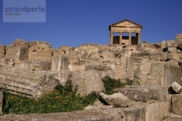 Das Capitol  römische Website von Dougga  UNESCO World Heritage Site  Tunesien  Nordafrika  Afrika