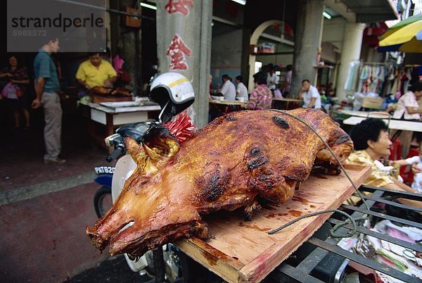 Gebratenes Schwein in Chinatown im Zentrum von Georgetown  Penang  Malaysia  Südostasien  Asien