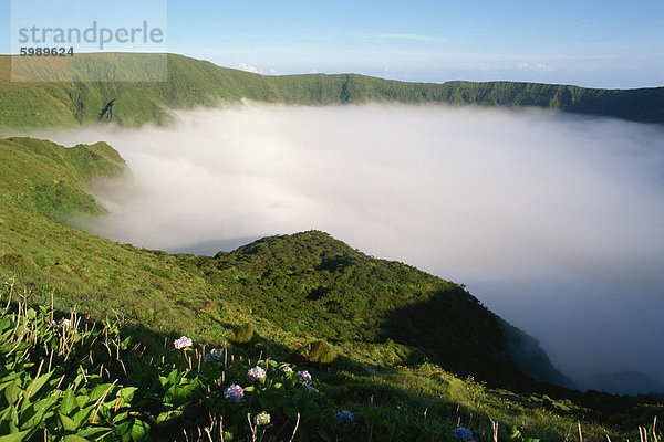 Wolke in Krater  Caldeira  Faial  Azoren  Portugal  Europa