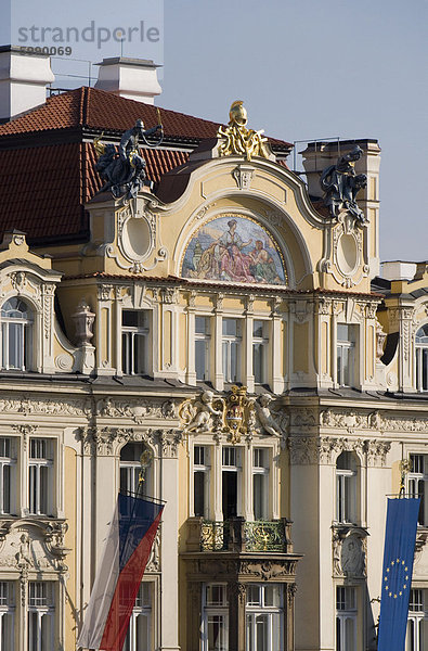 Ministerstvo pro Mistni Rozvoj Fassade  Jugendstil-Architektur  Altstädter Ring  Old Town  Prag  Tschechische Republik  Europa