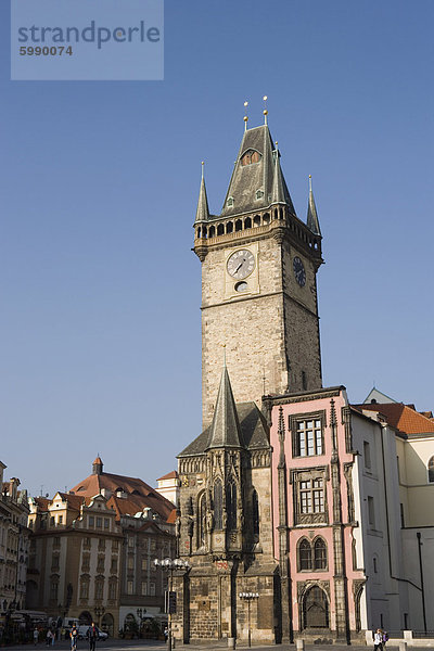 Am frühen Morgen  Rathaus  Altstädter Ring  Old Town  Prag  Tschechische Republik  Europa
