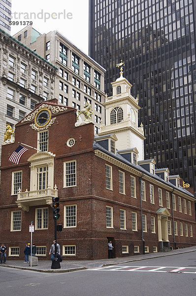 Das Old State House  gebaut 1713  Financial District  Boston  Massachusetts  Neuengland  Vereinigte Staaten von Amerika  Nordamerika