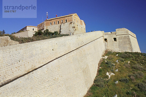 Mauern Zentrum des alten von Ibiza-Stadt (Alta Vila) (Dalt Vila) (Upper Town)  UNESCO Weltkulturerbe  Ibiza Stadt  Ibiza  Balearen  Spanien  Mediterranean  Europa