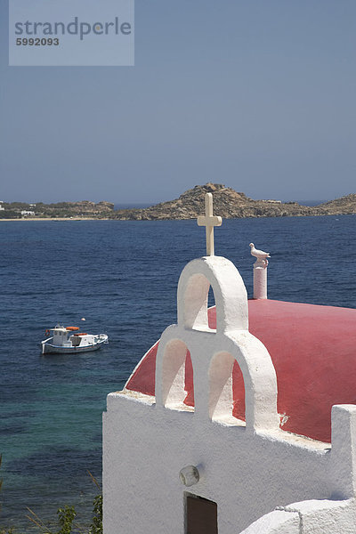 nahe Europa Strand Kirche Kykladen Griechenland Griechische Inseln Mykonos