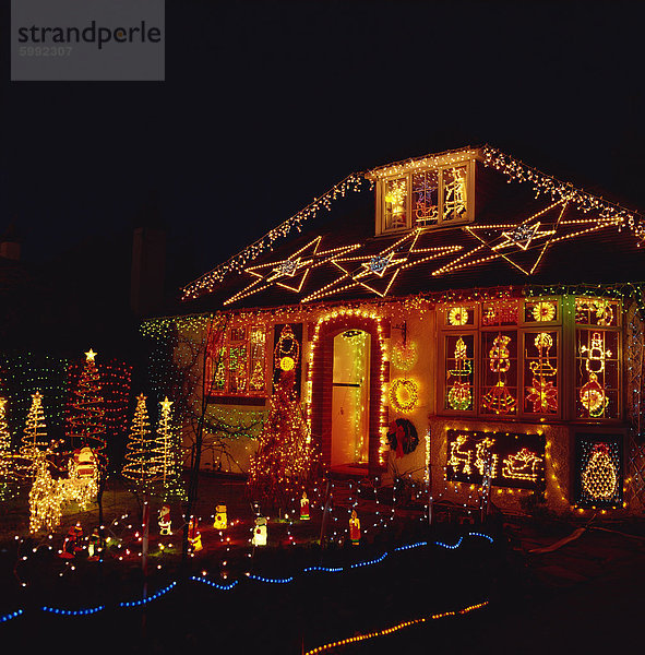 Europa bedecken Wohnhaus Großbritannien Beleuchtung Licht Weihnachten
