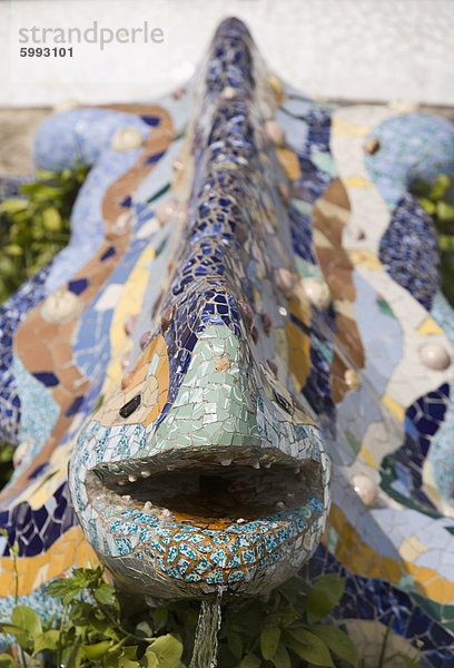 Detail  Dragon Fountain  Parc Güell  UNESCO Weltkulturerbe  Barcelona  Katalonien  Spanien  Europa