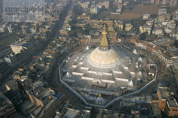 Luftbild von Boudhanath Stupa  Kathmandu  Nepal  Asien