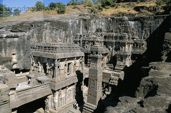 Kailasa Hindu-Tempel  1200 Jahre alt  geschnitzt in in-Situ-Basalt Grundgestein  Ellora  UNESCO Weltkulturerbe  Maharashtra  Indien  Asien