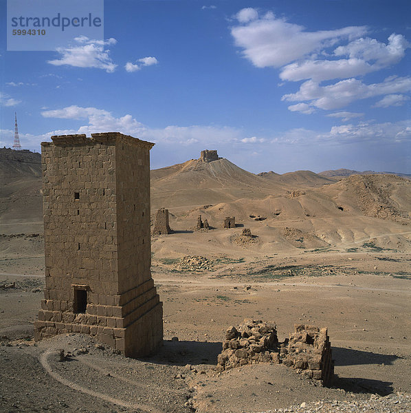 Blick über die Palmyrenischer Turm Gräber  mehrstöckige Grabkammern aus der 1. und 2. Jahrhunderte Anzeige  bei der antiken Griechisch-römischen Stadt Palmyra  UNESCO-Weltkulturerbe  Syrien  Naher Osten