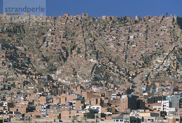 La Paz Hauptstadt hoch oben Stapel Gebäude Hügel Großstadt Ansicht Bolivien La Paz Vorort