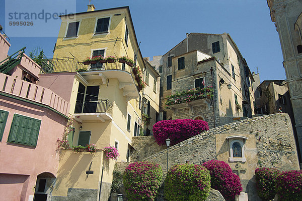 Europa Gebäude Platz Cervo Italienisch Italien Ligurien