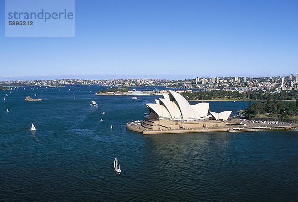 Hafen Opernhaus Oper Opern Pazifischer Ozean Pazifik Stiller Ozean Großer Ozean Ansicht Luftbild Fernsehantenne Australien New South Wales Sydney