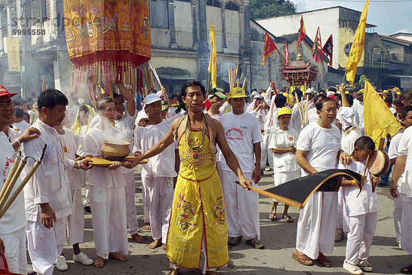 Das vegetarische Festival  Phuket  Thailand  Südostasien  Aisa-Prozession