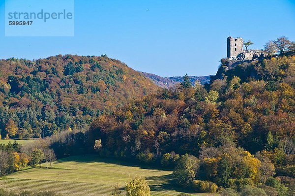 Die Ruine der Burg Neideck im Herbst  Fränkische Schweiz Region  Franken  Bayern  Deutschland  Europa