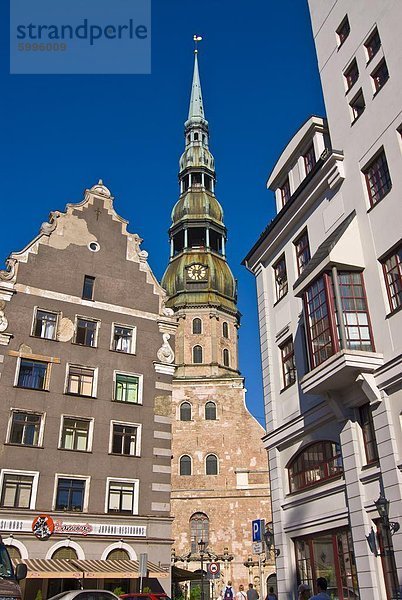 Europa Gebäude Kirche Quadrat Quadrate quadratisch quadratisches quadratischer Gotik Riga Hauptstadt Lettland