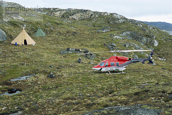 Hubschrauber zu besuchen  um den Isfjord  Disko-Bucht  Ilulissat  Grönland  Polarregionen