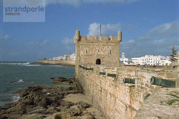 Wälle und Hafen-Tor  Essaouira  Marokko  Nordafrika  Afrika