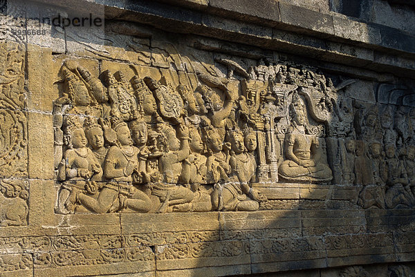 Fries  buddhistische Tempel Borobudur  UNESCO Weltkulturerbe  Java  Indonesien  Südostasien  Asien