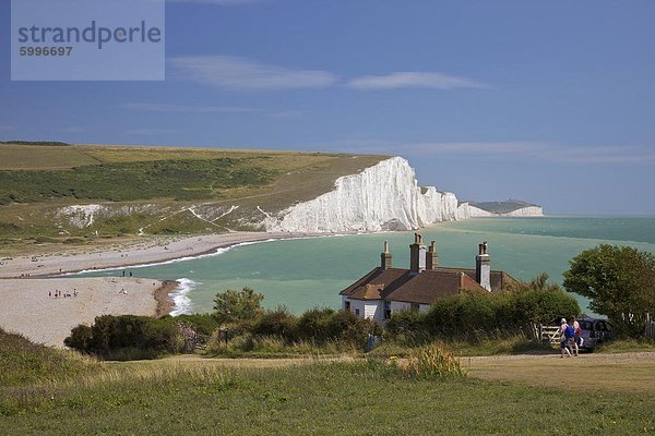 Cuckmere Haven  Seven Sisters weiße Kreide Klippen  East Sussex  England  Vereinigtes Königreich  Europa