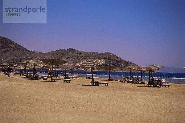 Der Strand von Taba Heights  Golf von Aqaba  Rotes Meer  Sinai  Ägypten  Nordafrika  Afrika