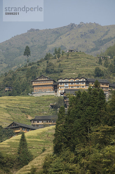 Dorf von Pin Gan  terrassierte Longsheng Reisfeldern  Guilin  Provinz Guangxi  China  Asien