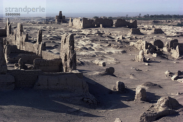 Ruinen von Jiaone (Jiaohe)  alte Hauptstadt an der Seidenstraße  aus dem 1. Jahrhundert n. Chr.  Turpan-Senke  autonomen Gebiet Xinjiang  China  Asien