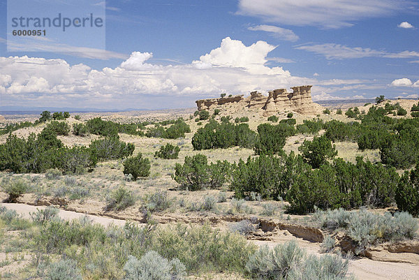 Felsformation unterwegs Nambe Chimayo  Santa Fe  New Mexico  Vereinigte Staaten von Amerika (U.S.A.)  Nordamerika