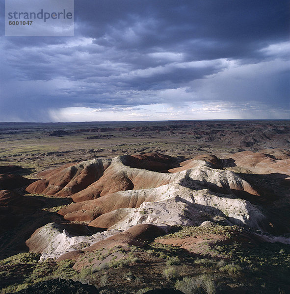 Erodierten Felsen unter stürmischen Himmel bedeckt  die gemalte Wüste  Arizona  Vereinigte Staaten von Amerika (USA)  Nordamerika