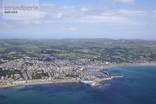 Luftaufnahme von Penzance Hafen  West Penwith  Cornwall  England  Vereinigtes Königreich  Europa