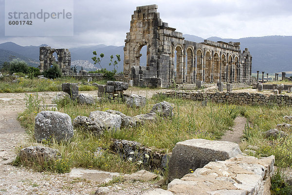 Die antike römische Stätte von Volubilis  UNESCO-Weltkulturerbe  in der Nähe von Meknès  Marokko  Nordafrika  Afrika