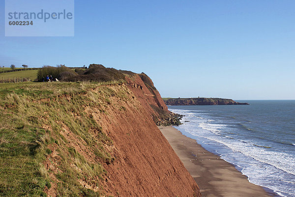 Sandy Bay und Straight Point  Exmouth  Jurassic Coast  UNESCO Weltkulturerbe  Devon  England  Vereinigtes Königreich  Europa & # 10