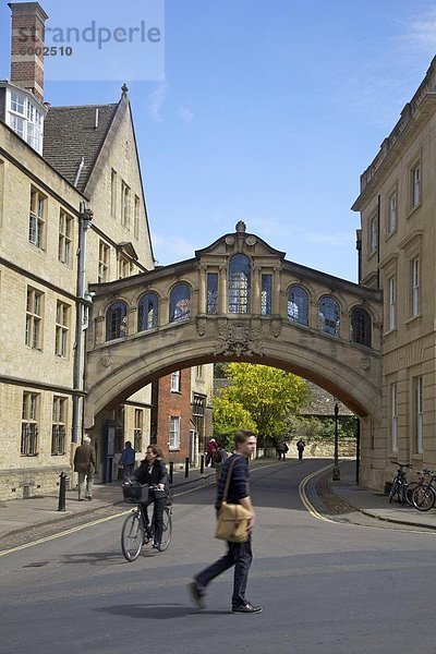 Seufzerbrücke  Hertford College  neue College Lane  Oxford University  Oxford  Oxfordshire  England  Vereinigtes Königreich  Europa