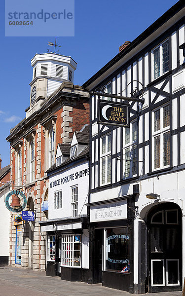 Ihr Olde Pork Pie Shoppe  Dickinson und Morris  ein Fachwerkhaus der Stadt in Melton Mowbray Stadt Zentrum  Leicestershire  England  Vereinigtes Königreich  Europa