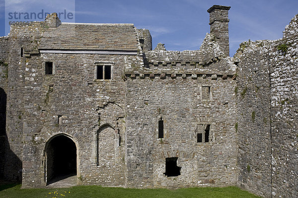 Innen Weobley Schloss  Gower  West Glamorgan  Wales  Vereinigtes Königreich  Europa
