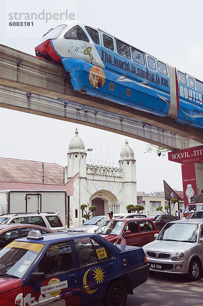 Einschienenbahn oben Stadt Verkehr  Kuala Lumpur  Malaysia  Südostasien  Asien