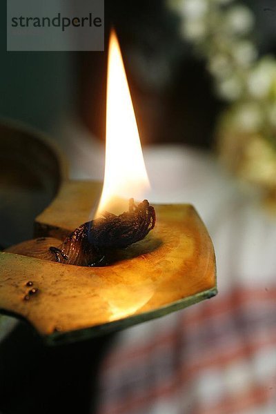 Öllampe  Sri Maha Mariamman Temple  Penang  Malaysia  Südostasien  Asien