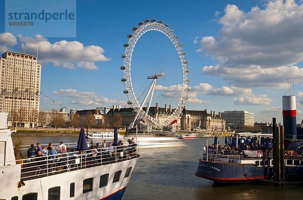 London Eye und Themse  London  England  Vereinigtes Königreich  Europa