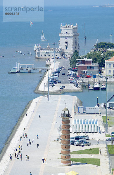 Luftaufnahme der Turm von Belém  Weltkulturerbe  Belem  Lissabon  Portugal  Europa