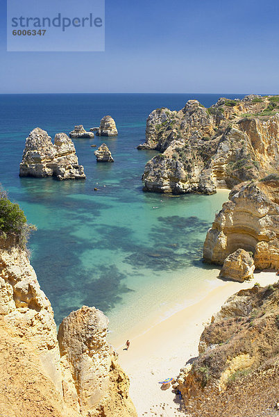 Praia do Camilo (Camilo Strand) und Küste  Lagos  West-Algarve  Algarve  Portugal  Europa