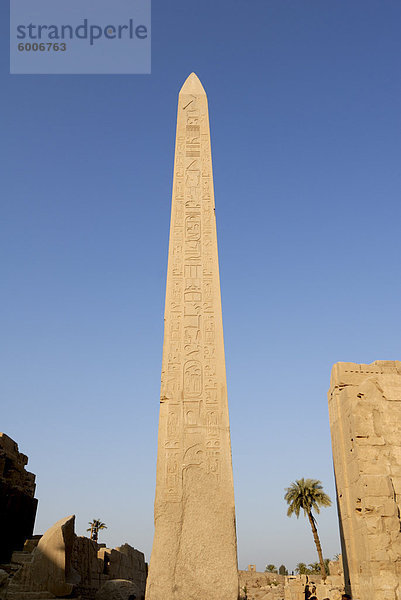 Obelisk  Tempel von Karnak  in der Nähe von Luxor  Theben  UNESCO World Heritage Site  Ägypten  Nordafrika  Afrika