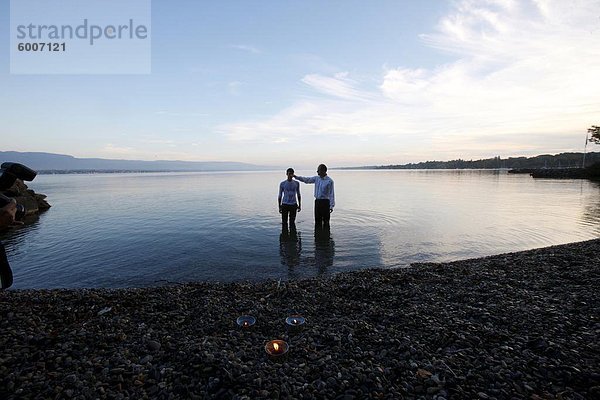 Taufe im Leman See  Genf  Schweiz  Europa