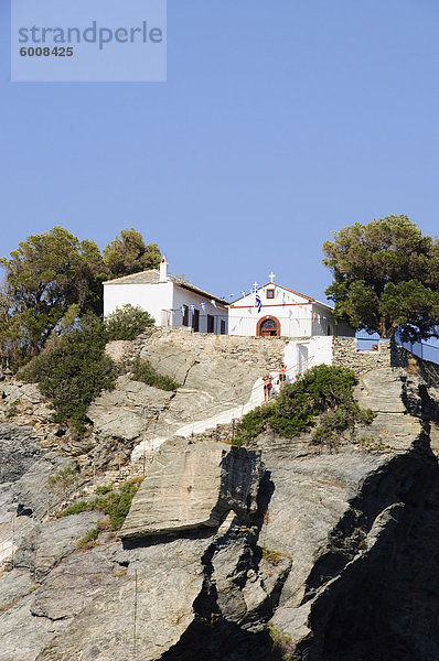 Kirche von Agios Ioannis  verwendet im Film Mamma Mia für die Hochzeit Szene  Skopelos  Sporades Inseln  griechische Inseln  Griechenland  Europa