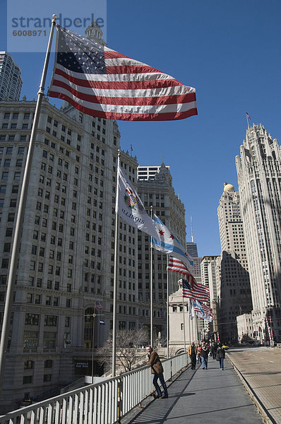 Wrigley Building Links  Tribune Tower auf Rechte  Chicago  Illinois  Vereinigte Staaten von Amerika  Nordamerika