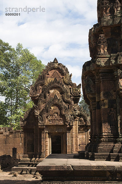 Banteay Srei Hindu-Tempel  in der Nähe von Angkor  UNESCO Weltkulturerbe  Siem Reap  Kambodscha  Indochina  Südostasien  Asien