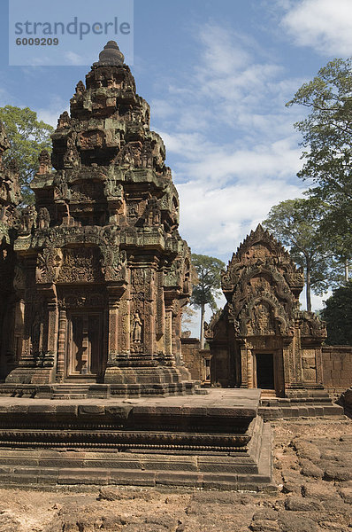 Banteay Srei Hindu-Tempel  in der Nähe von Angkor  UNESCO Weltkulturerbe  Siem Reap  Kambodscha  Indochina  Südostasien  Asien