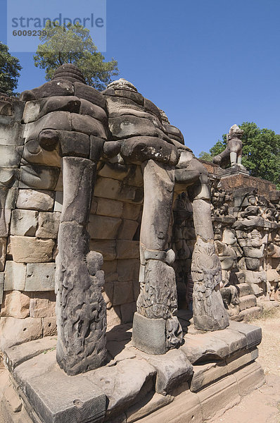 Elefant Terrasse  Angkor Thom  Angkor  UNESCO Weltkulturerbe  Siem ernten  Kambodscha  Indochina  Südostasien  Asien