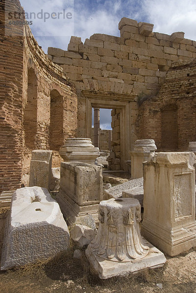 Severan Forum  römische Website von Leptis Magna  UNESCO World Heritage Site  Libyen  Nordafrika  Afrika