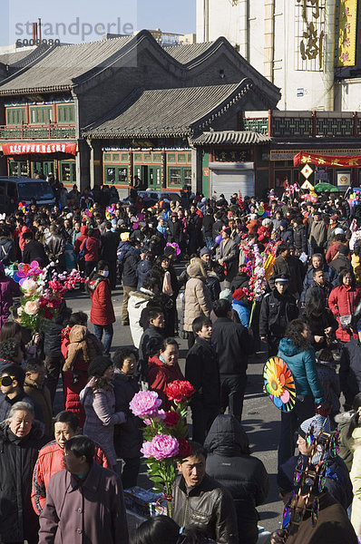 Menschen drängten die Straße auf der Changdian Straße Messe während Chinese New Year  Frühlingsfest  Peking  China  Asien