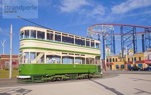 Straßenbahn  Blackpool  Lancashire  England  Vereinigtes Königreich  Europa